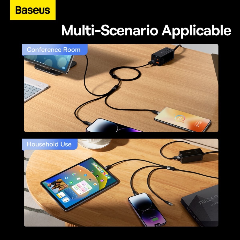 Baseus StarSpeed 3in1 gyors töltő adatkábel USB-A - USB-C/Lighting/MicroUSB 20W 3.5A 1.2m Fekete