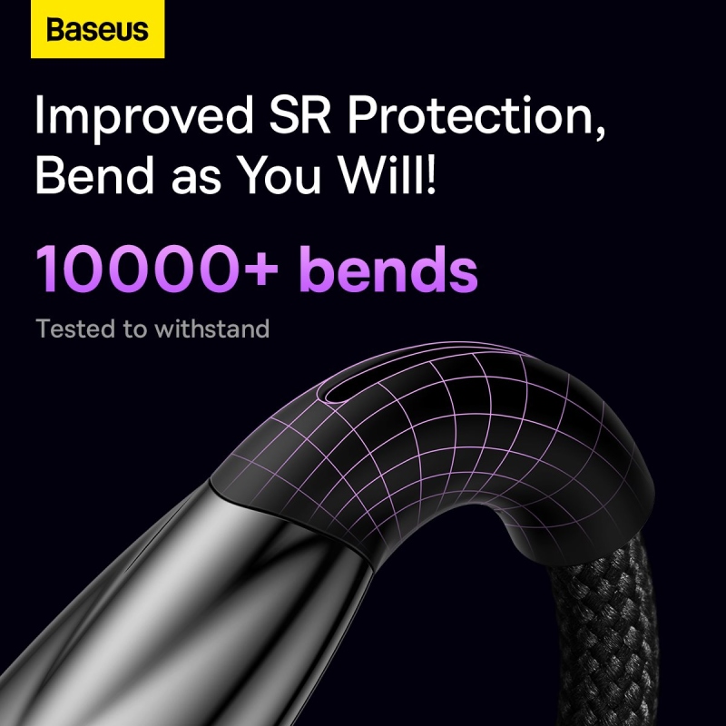 Baseus Glimmer sorozatú gyors töltő adatkábel USB-C - USB-C 100W 2m Fekete