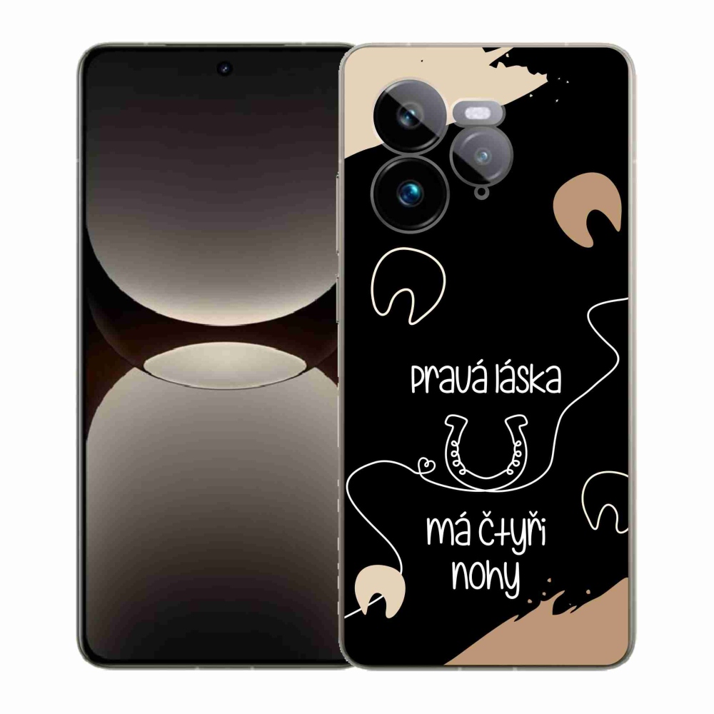 Gél borítás mmCase a Realme GT 7 Pro 5G készülékhez - Ló motívum fekete háttér