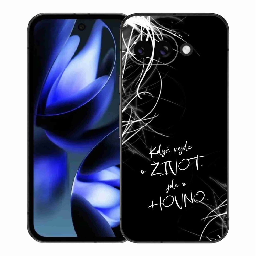 Gél borítás mmCase a Google Pixel 9a számára - vicces szöveg 16 fekete háttér