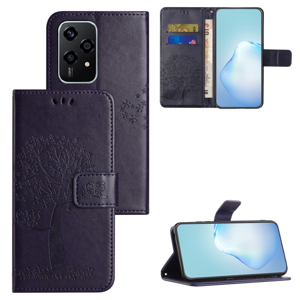 Fa könyvtáska a Honor 200 Lite 5G-hez - sötétlila