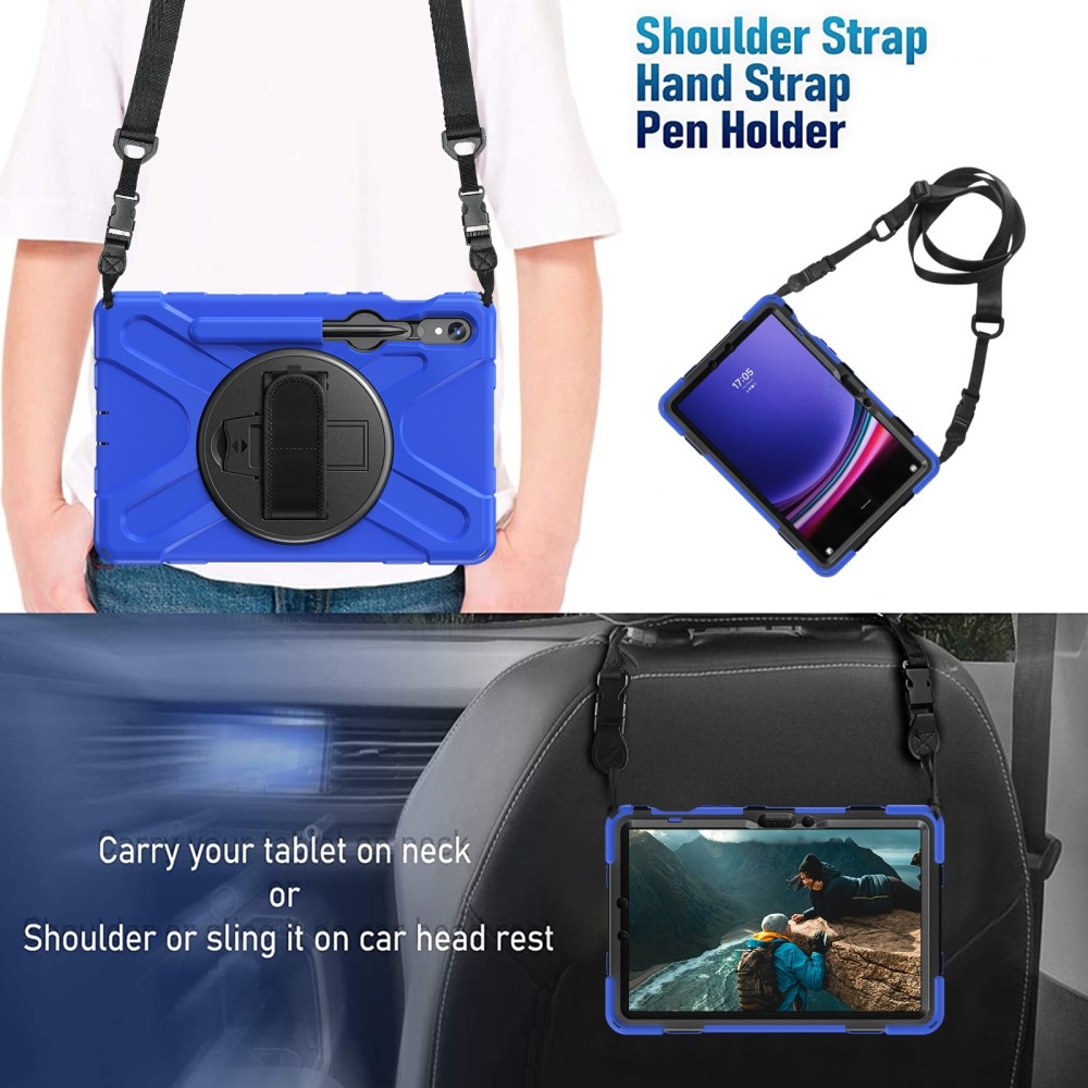Rúgásálló borítás kézi fogantyúval Samsung Galaxy Tab S9/Tab S10 készülékhez - kék