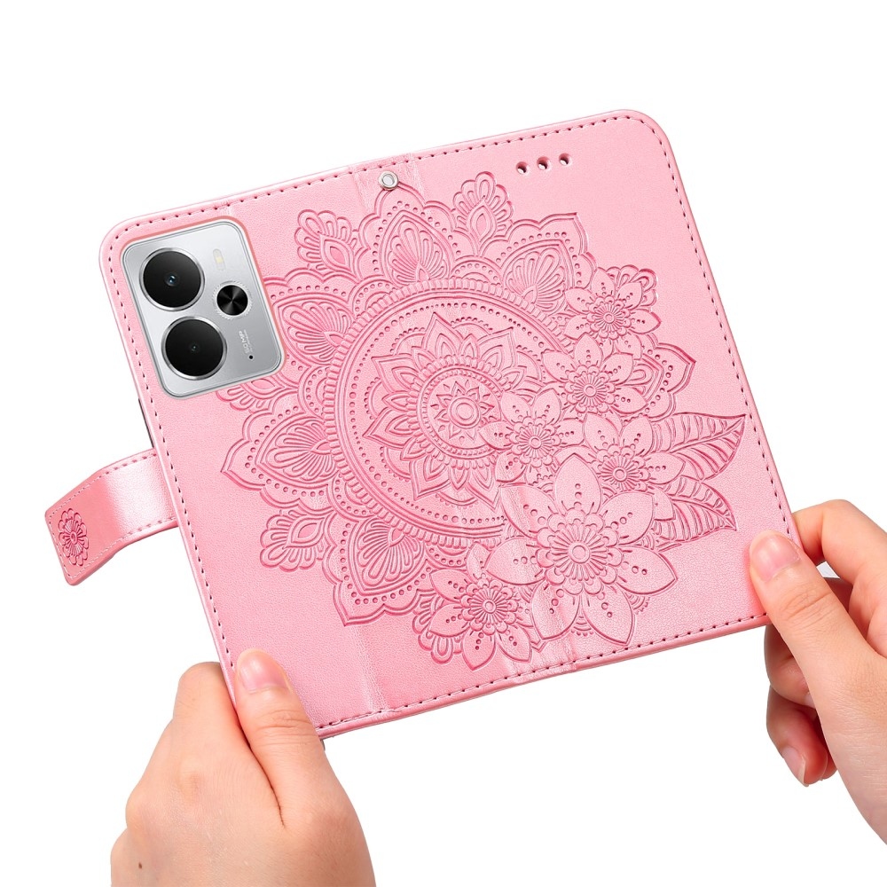 Virágos könyvtáska a Realme 14 5G készülékhez - rózsaszín