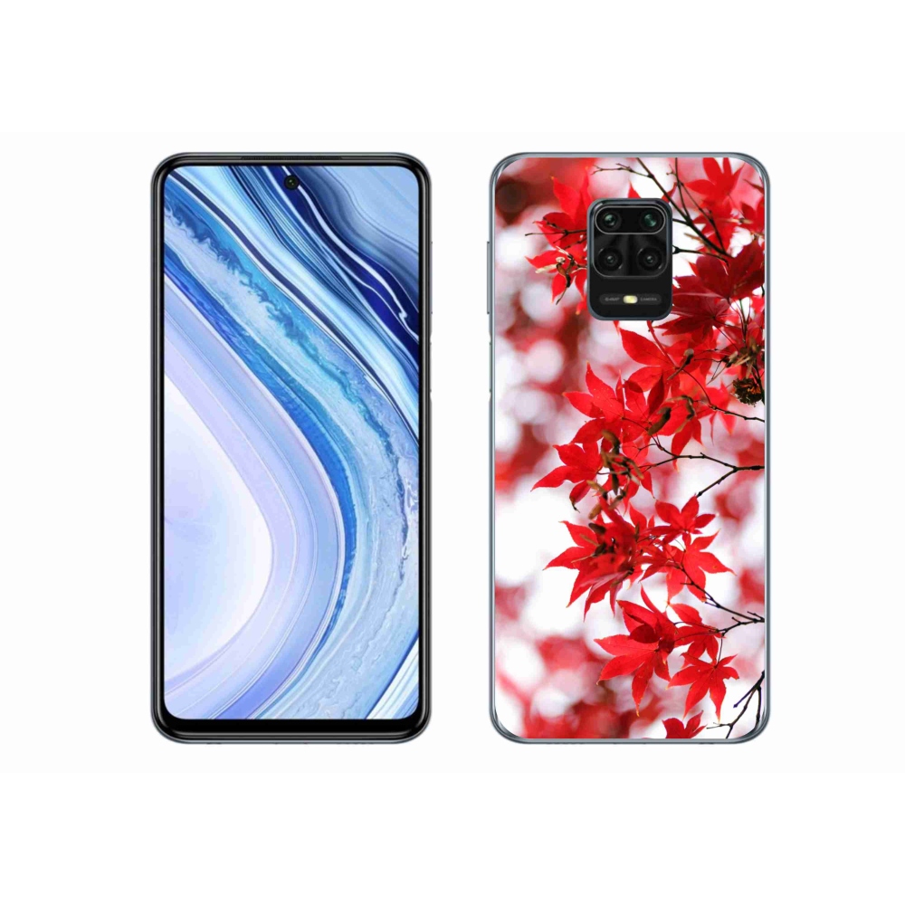 Gél borítás mmCase a Xiaomi Redmi Note 9S-hez - piros levelek