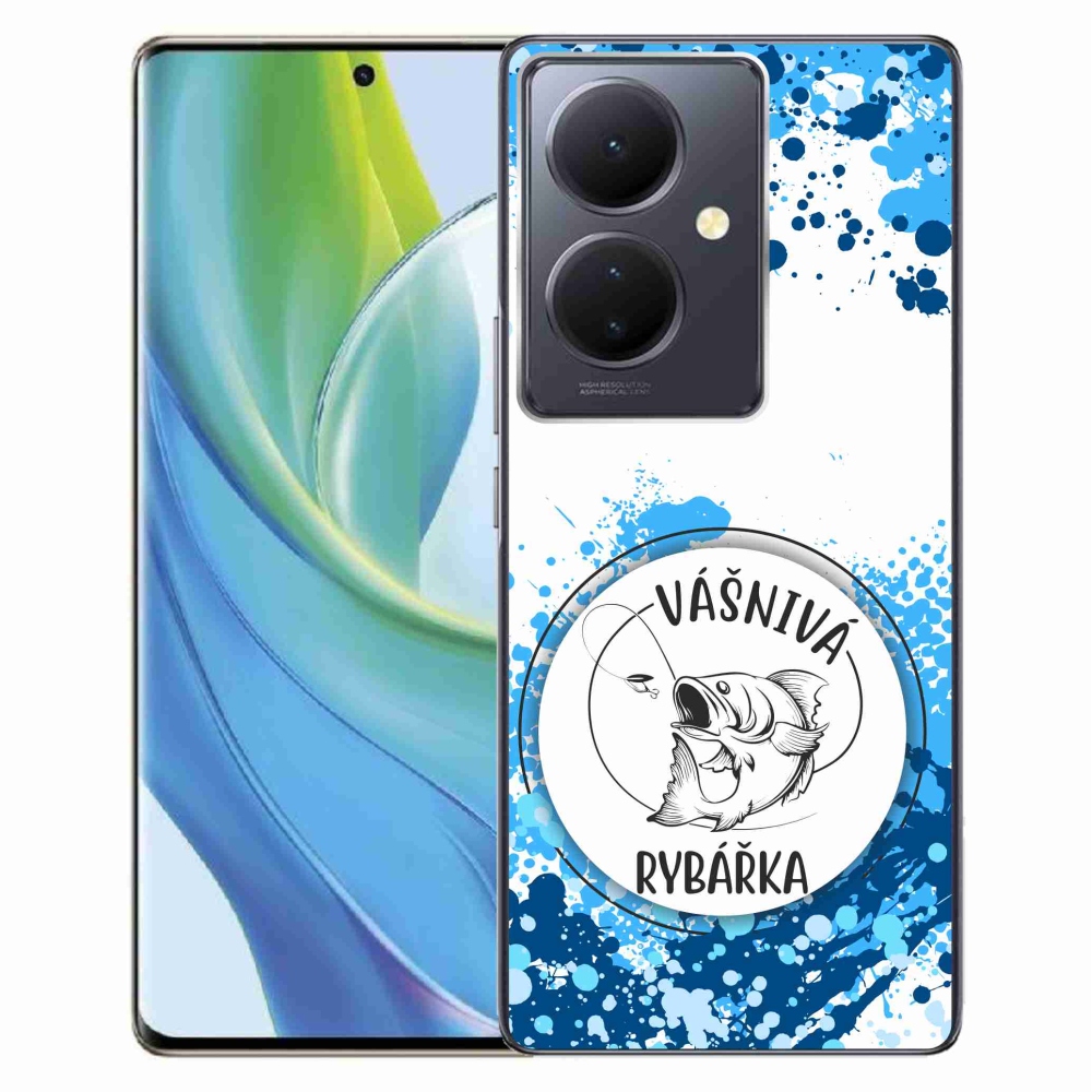 Gél borító mmCase a Vivo V29 Lite 5G-n - szenvedélyes halász fehér háttérrel