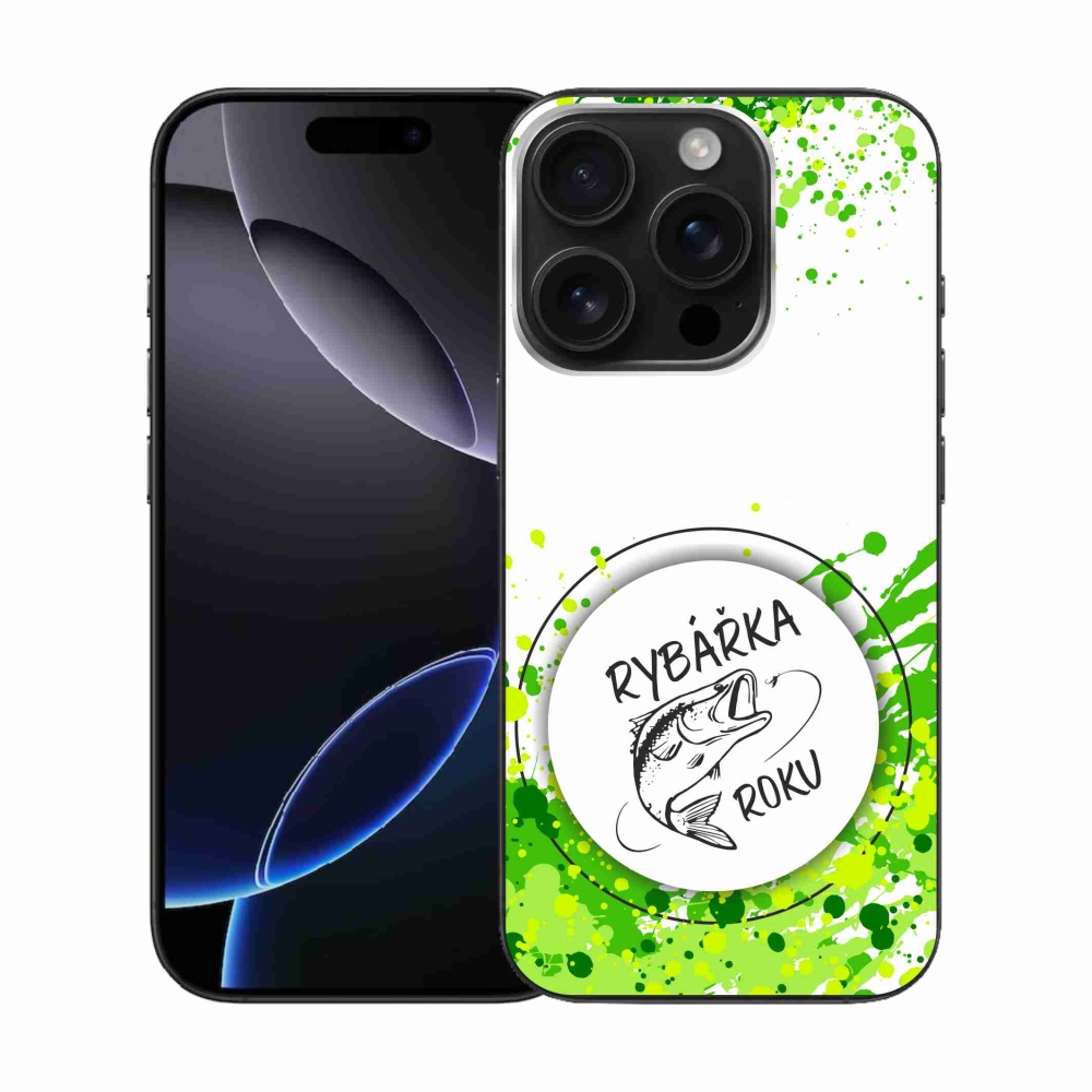 Zselés borítás mmCase iPhone 16 Pro készülékhez - Az év horgásza fehér háttérrel