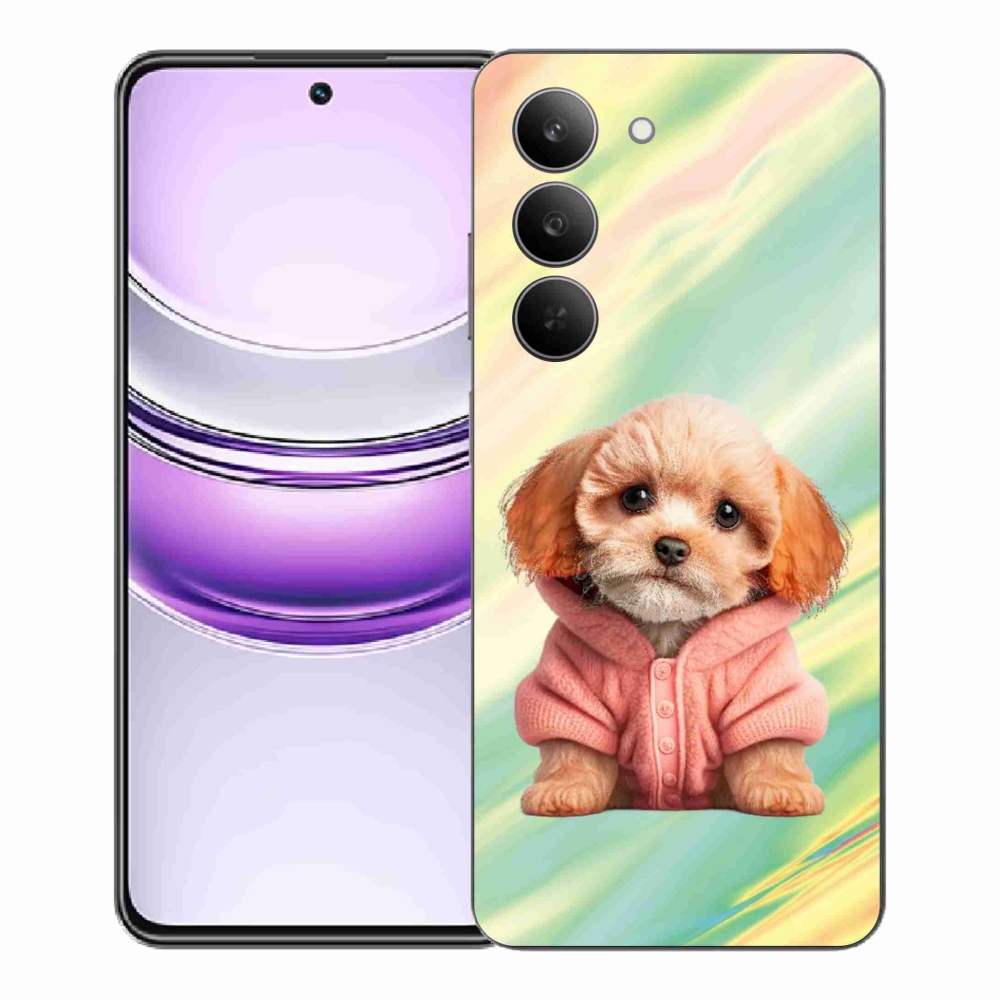 Gél borítás mmCase a Realme 14x 5G-hez - kiskutya pulóverben