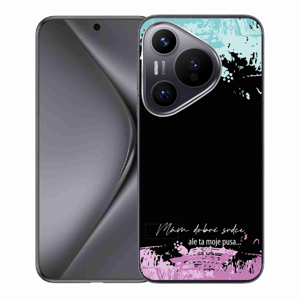 Gél borító mmCase a Huawei Pura 70 készülékhez - vicces szöveg 3 fekete háttér