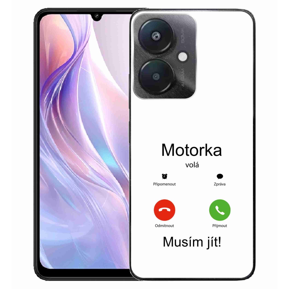 Gél borító mmCase a Xiaomi Redmi 13C 5G - motoros hívások fehér háttérrel