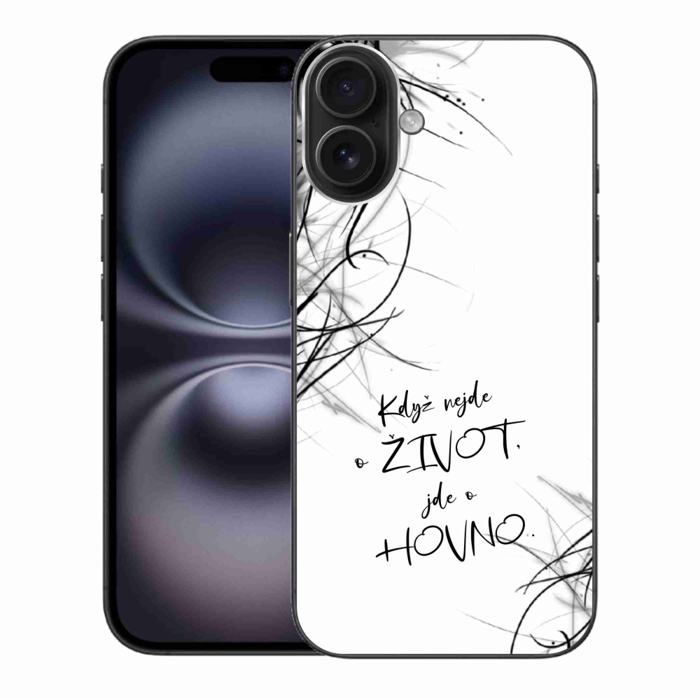 Gél borító mmCase iPhone 16 Plus készülékhez - vicces szöveg 16 fehér háttér