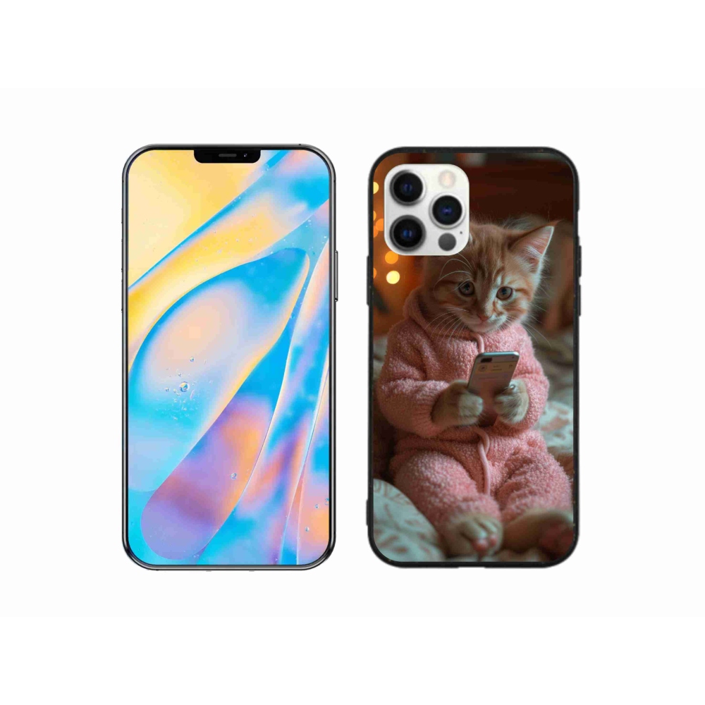 Gél borítás mmCase iPhone 12 készülékhez - cica mobillal