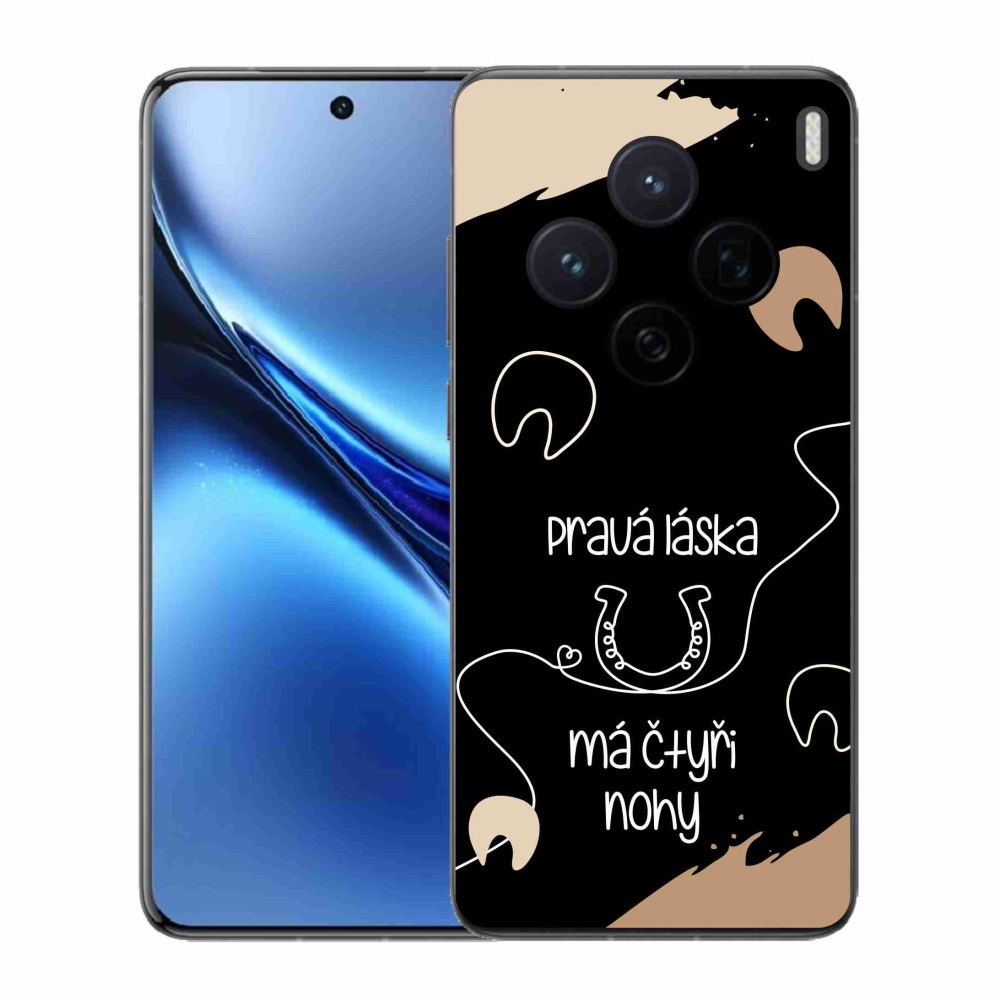 Zselés borító mmCase a Vivo X200 5G készülékhez - ló motívum fekete háttérrel