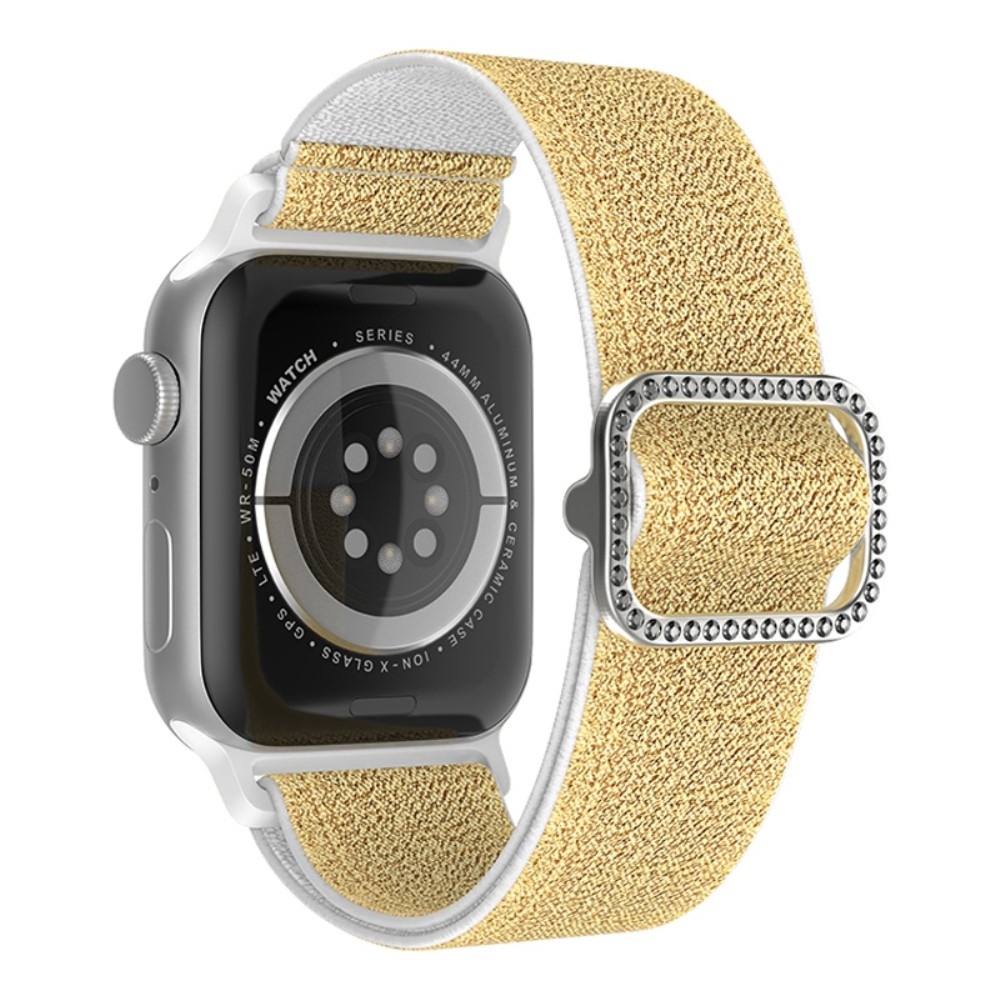 Dekor nejlon szíj Apple Watch Ultra/Ultra 2 49mm/SE/SE 2022/2023 44mm/9/8/7 45mm/6/5/4 44mm/3/2/1 42 mm-es Apple Watch Ultra/Ultra 2 órához - arany/fehér