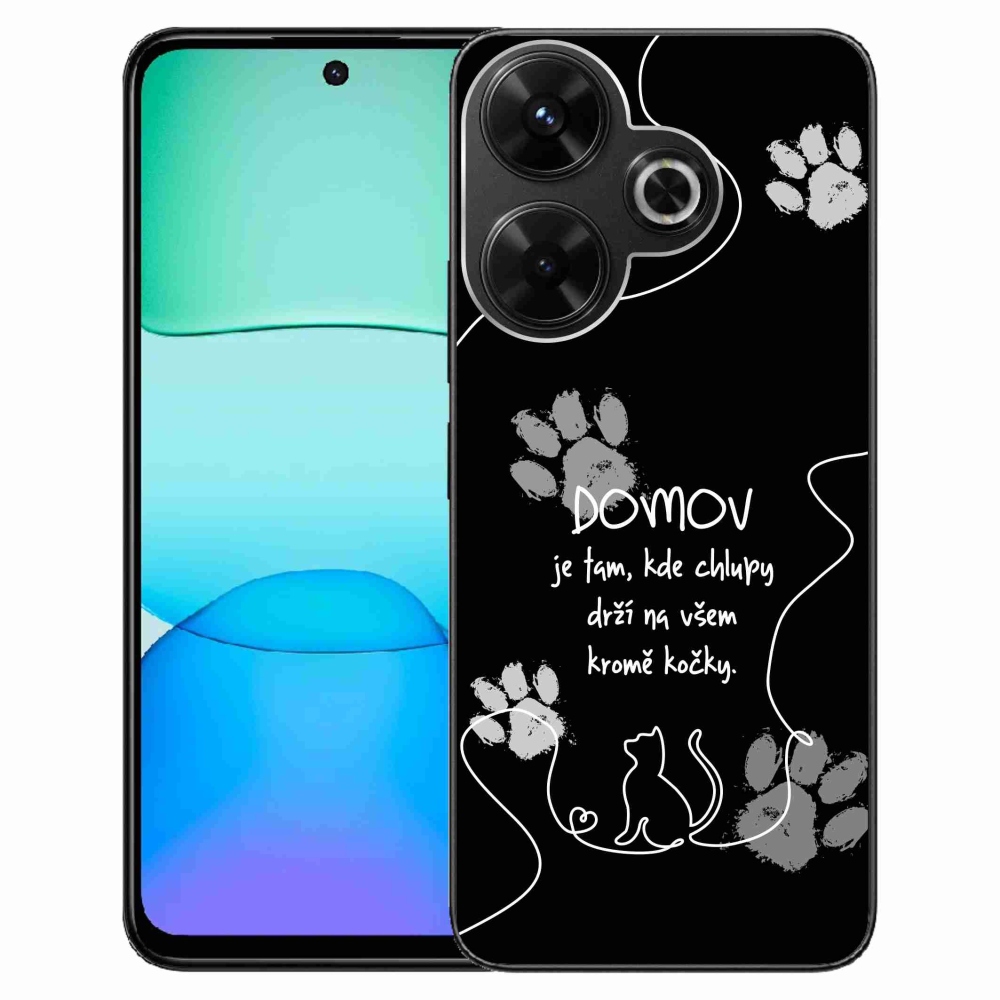 Gél borítás mmCase a Xiaomi Redmi 13 4G/Poco M6 4G számára - macska motívum fekete háttérrel