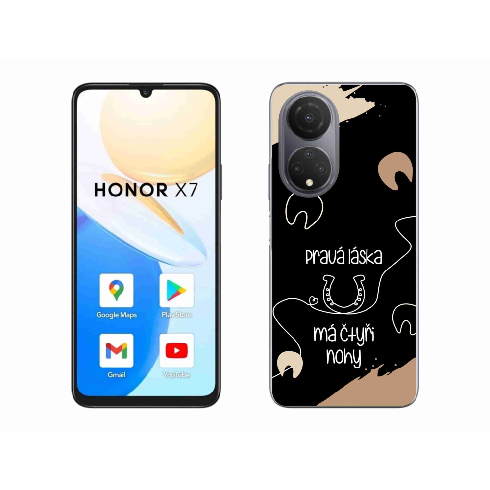 Gél borító mmCase a Honor X7 készülékhez - ló motívum fekete háttérrel