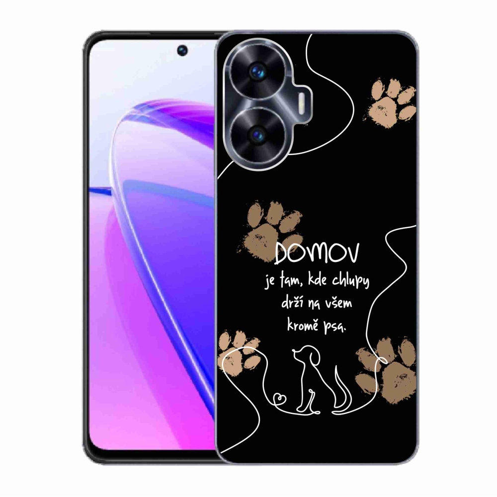 Gél borító mmCase a Realme C55 készülékhez - kutya motívum fekete háttérrel