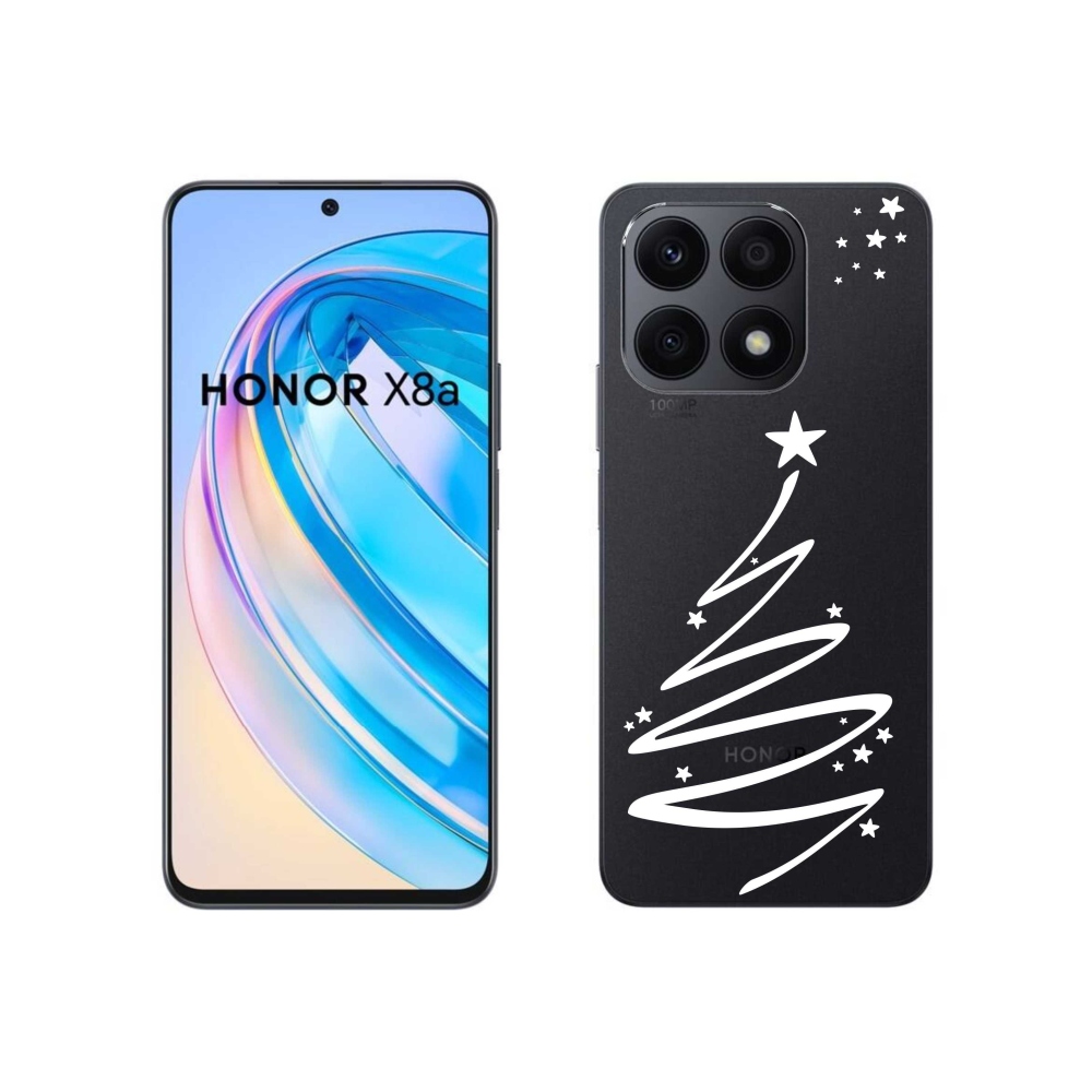 Zselés borító mmCase a Honor X8a számára - fehér fa átlátszó háttéren