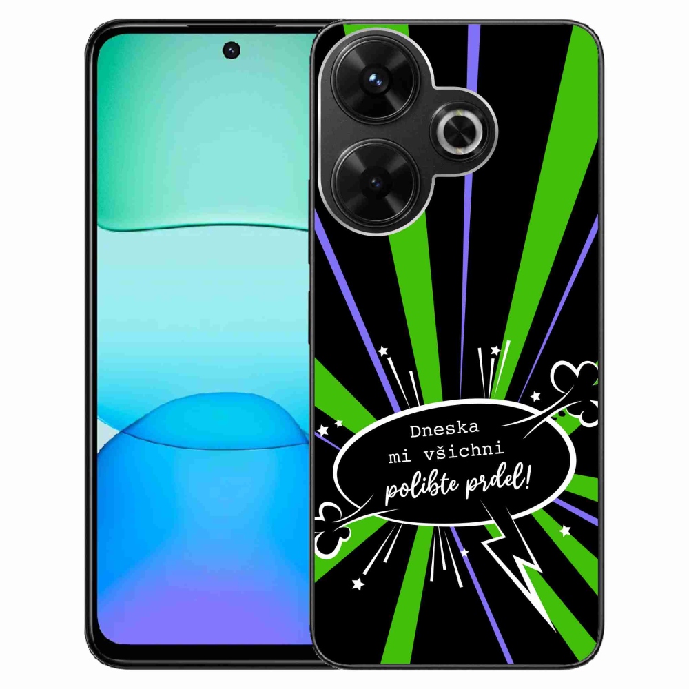 Gél borító mmCase a Xiaomi Redmi 13 4G/Poco M6 4G számára - vicces szöveg 15 fekete háttérrel