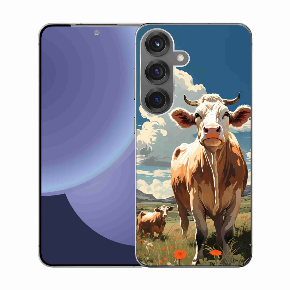 Zselés borítás mmCase Samsung Galaxy S25 készülékhez - tehenek a réten