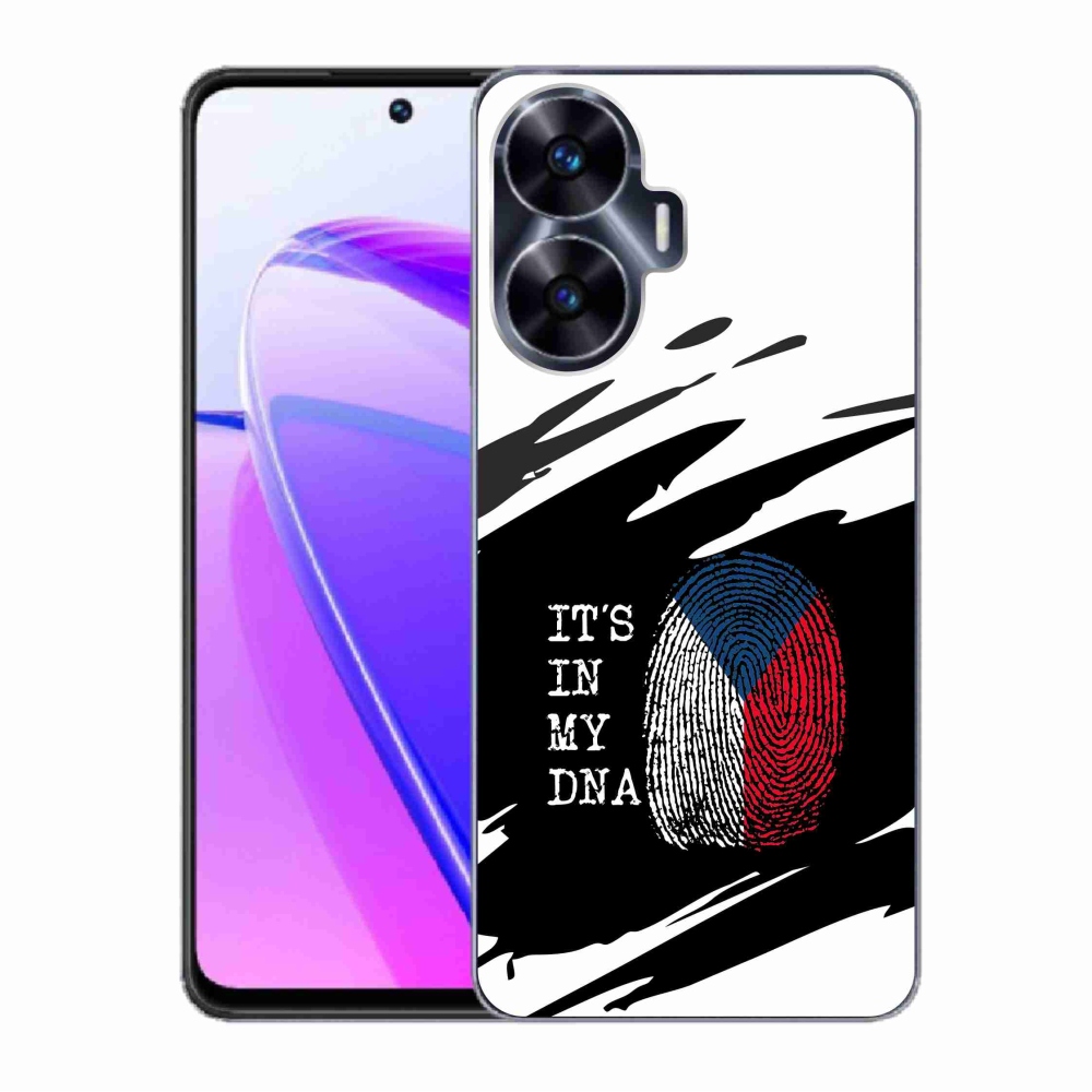 Gél borító mmCase a Realme C55 készülékre - zászlós ujjlenyomat fekete és fehér háttérrel