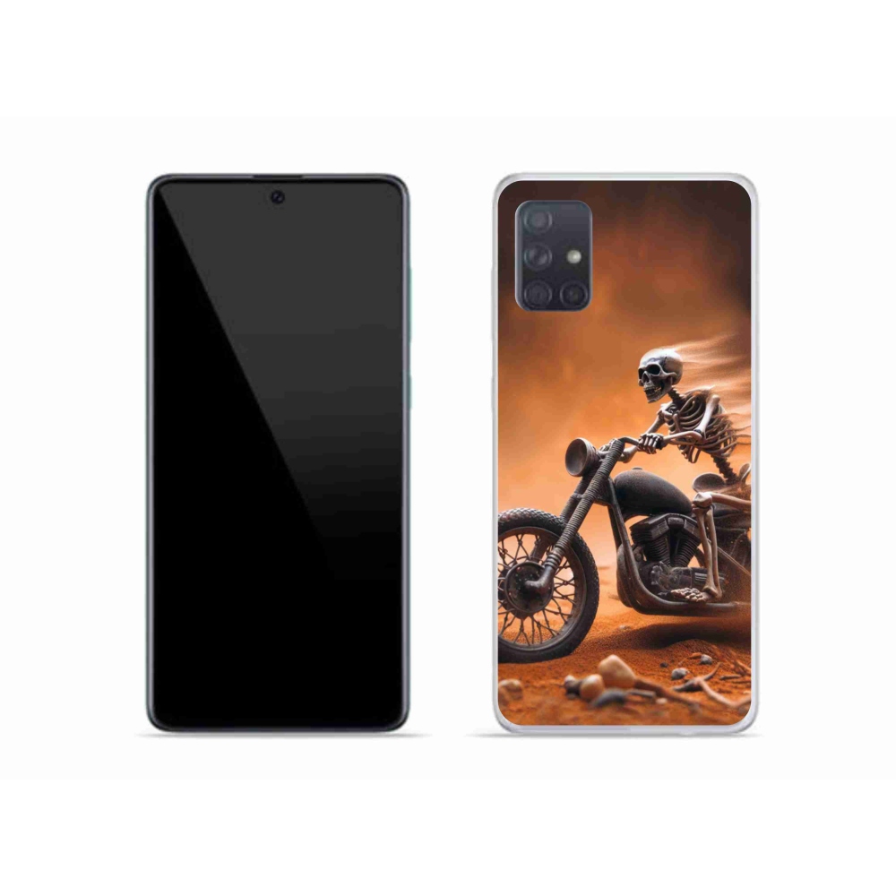 Gél borítás mmCase Samsung Galaxy A51 készülékhez - csontváz egy motorkerékpáron