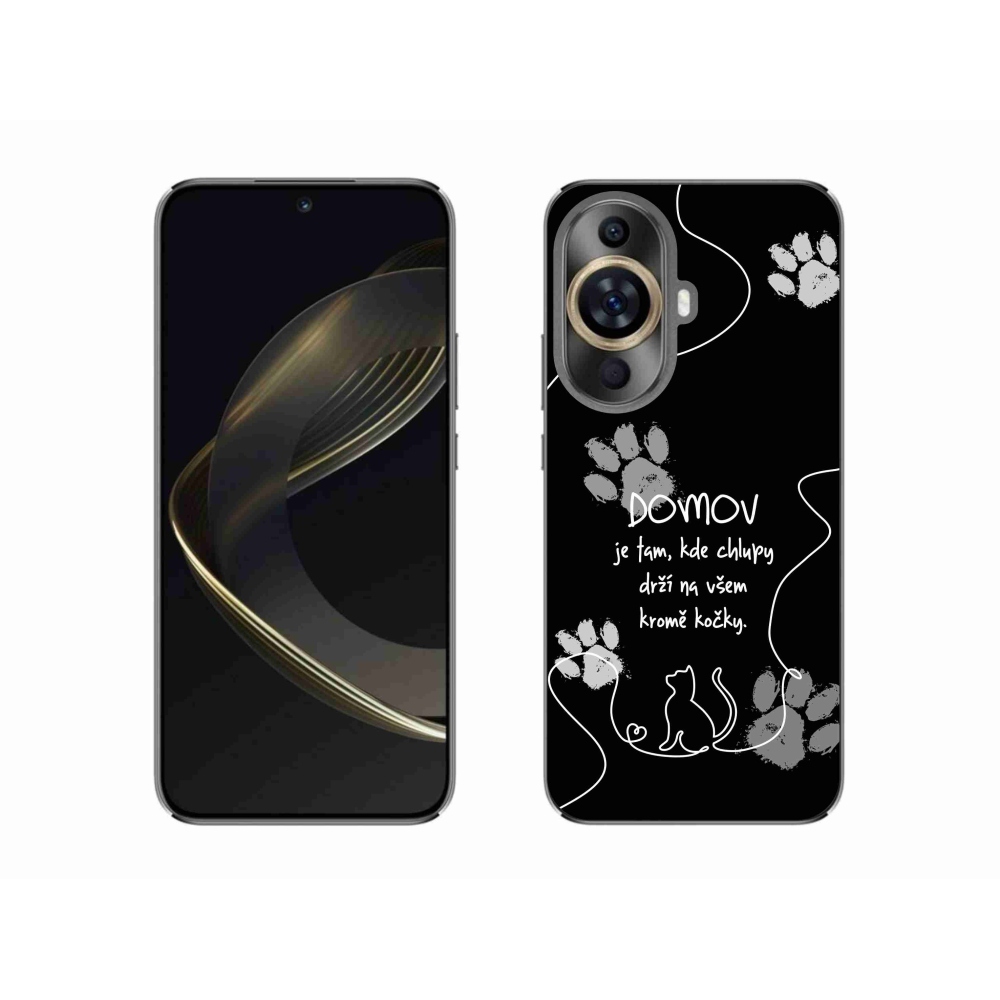 Gél borító mmCase a Huawei Nova 11 készülékhez - macska motívum fekete háttérrel
