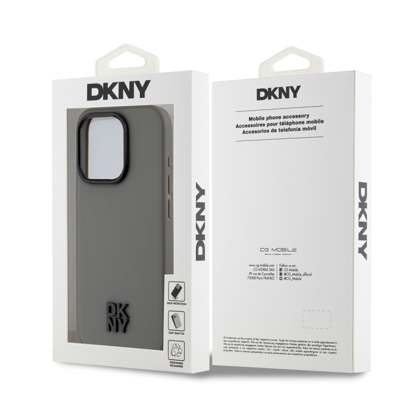 DKNY PU bőr Stack Logo Magsafe hátlap iPhone 15 Pro Max-hoz Szürke