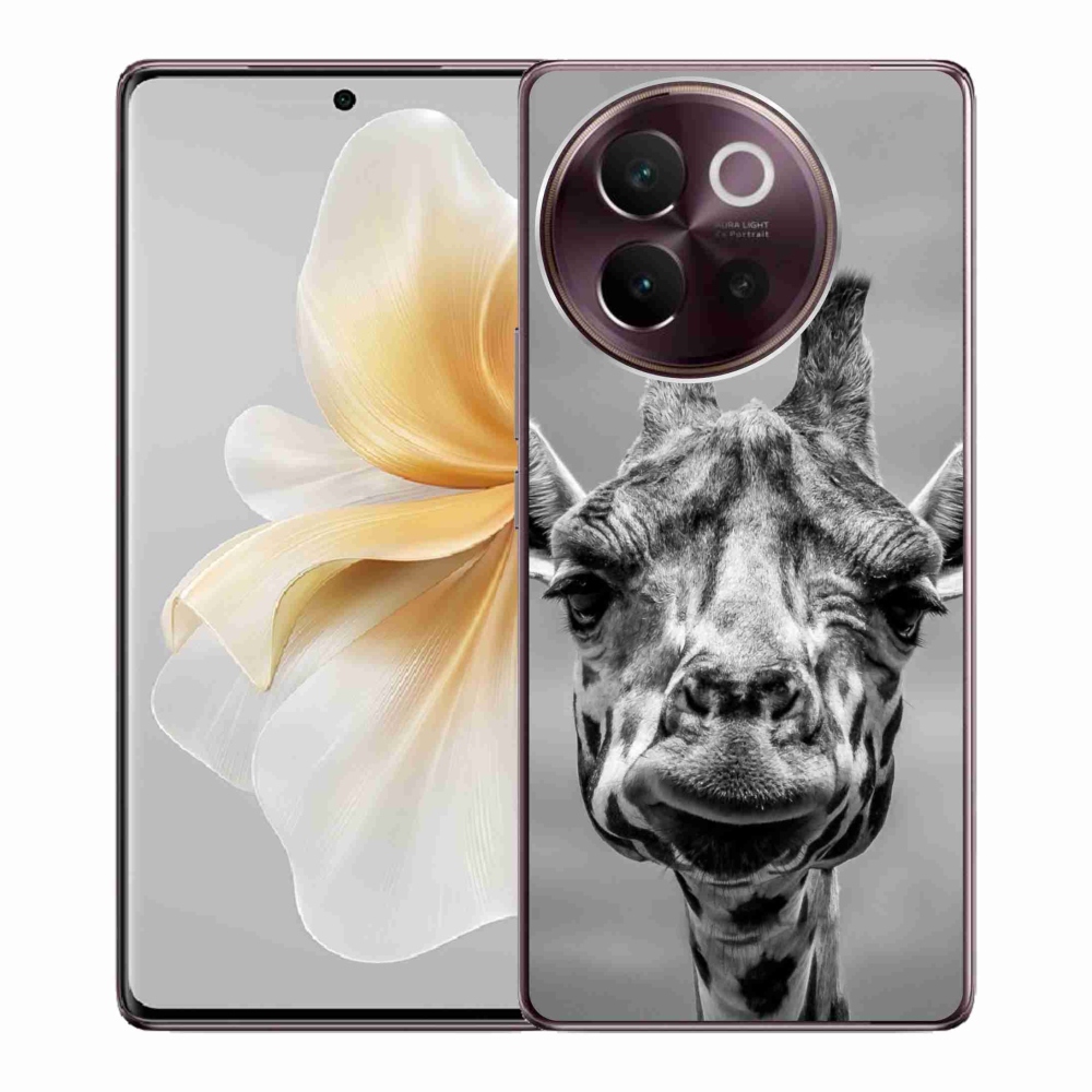 Gél borítás mmCase a Vivo V40 Lite 5G-n - fekete-fehér zsiráf