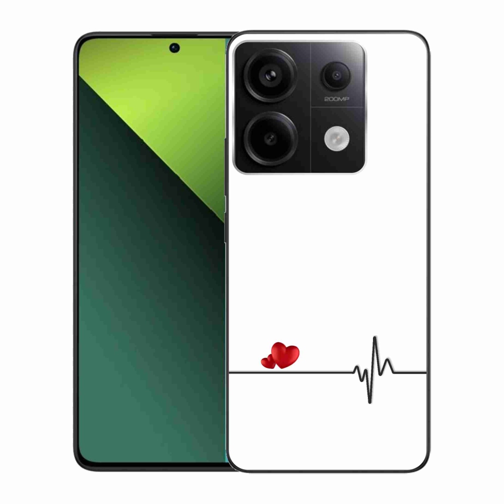 Gél borítás mmCase a Xiaomi Redmi Note 13 Pro 5G/Poco X6 5G számára - szív és szívverés fehér háttérrel