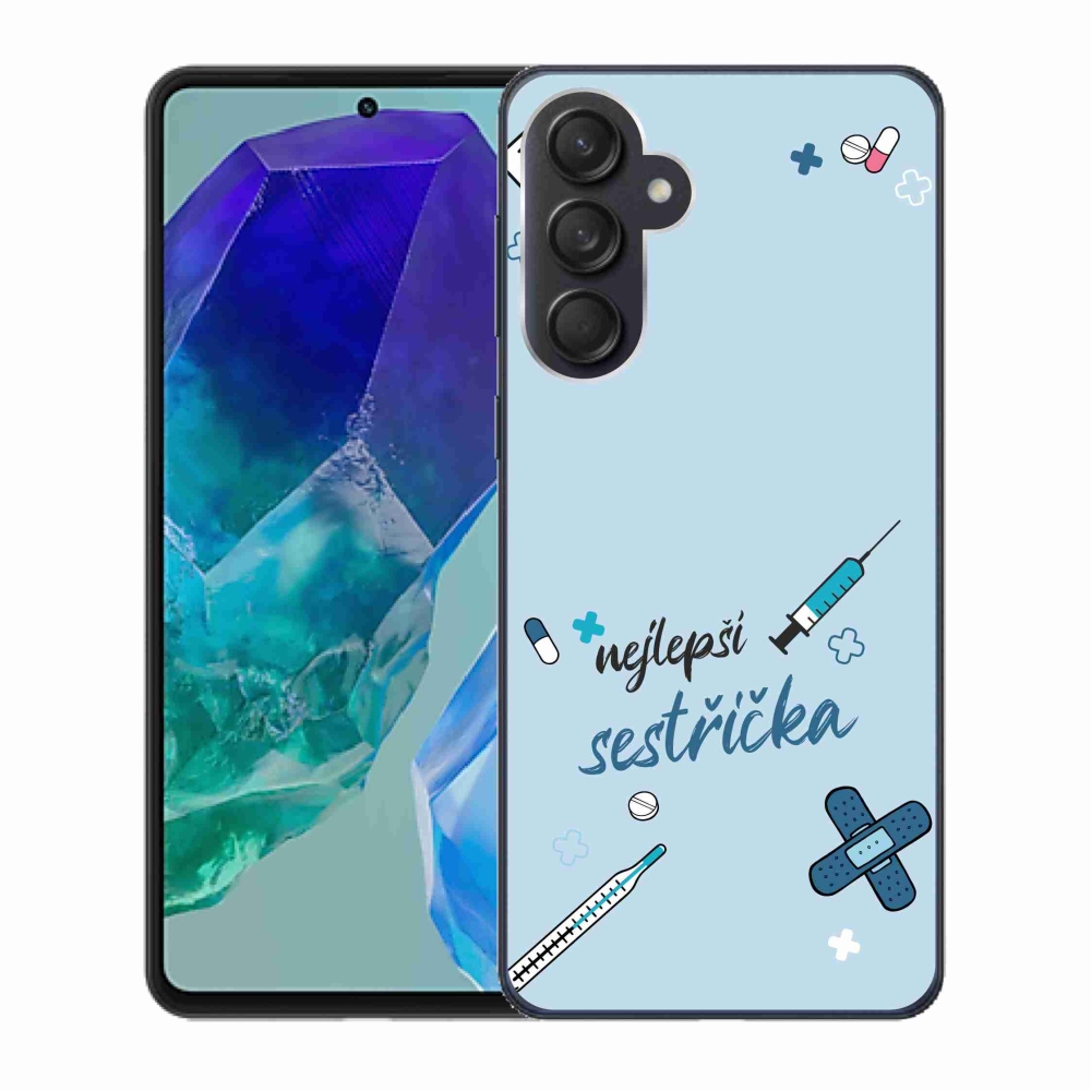 Gél borító mmCase Samsung Galaxy M55 5G - a legjobb kishúg kék háttérrel