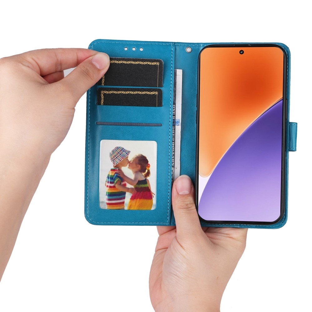 Napraforgó könyv tok Xiaomi 15-öshöz - kék