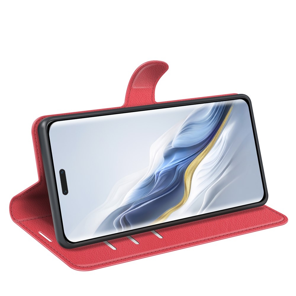 Litchi könyv tok a Honor Magic 6 Pro 5G készülékhez - piros