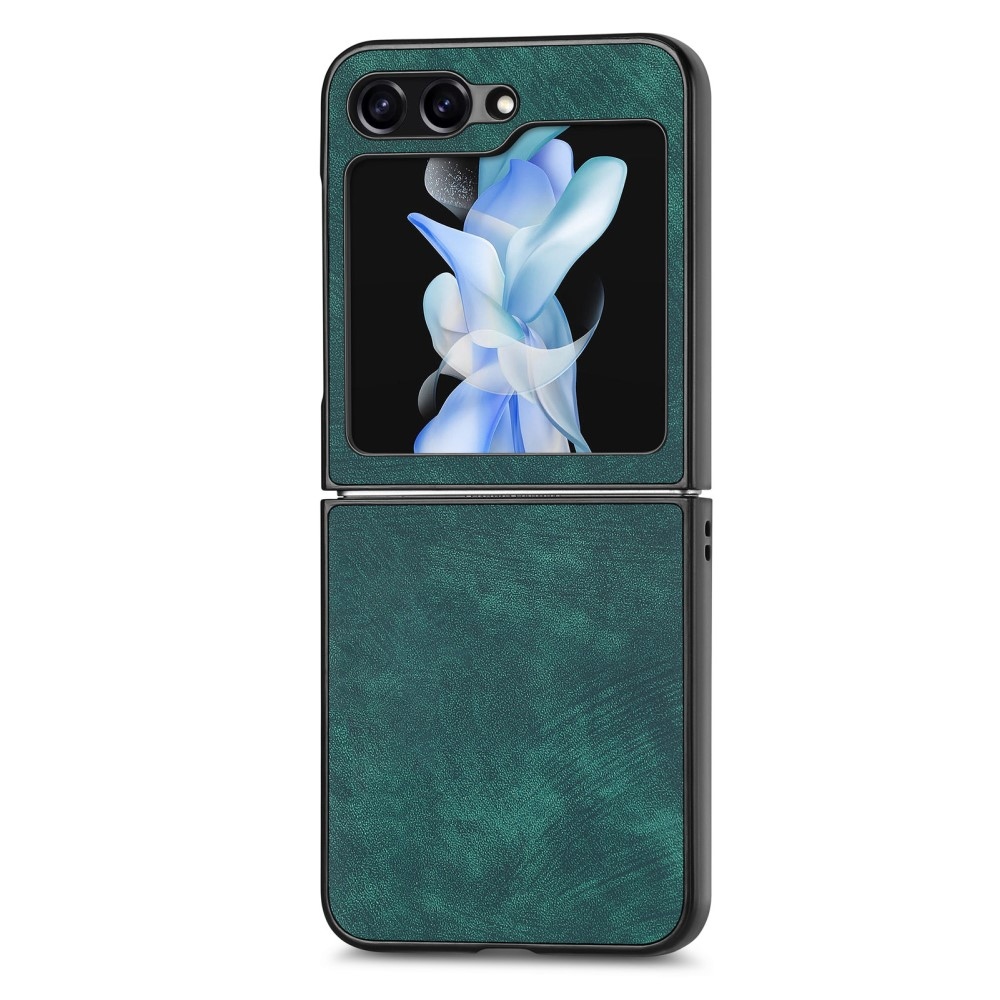 Vintage műanyag borító műbőrrel Samsung Galaxy Z Flip6 5G - zöld