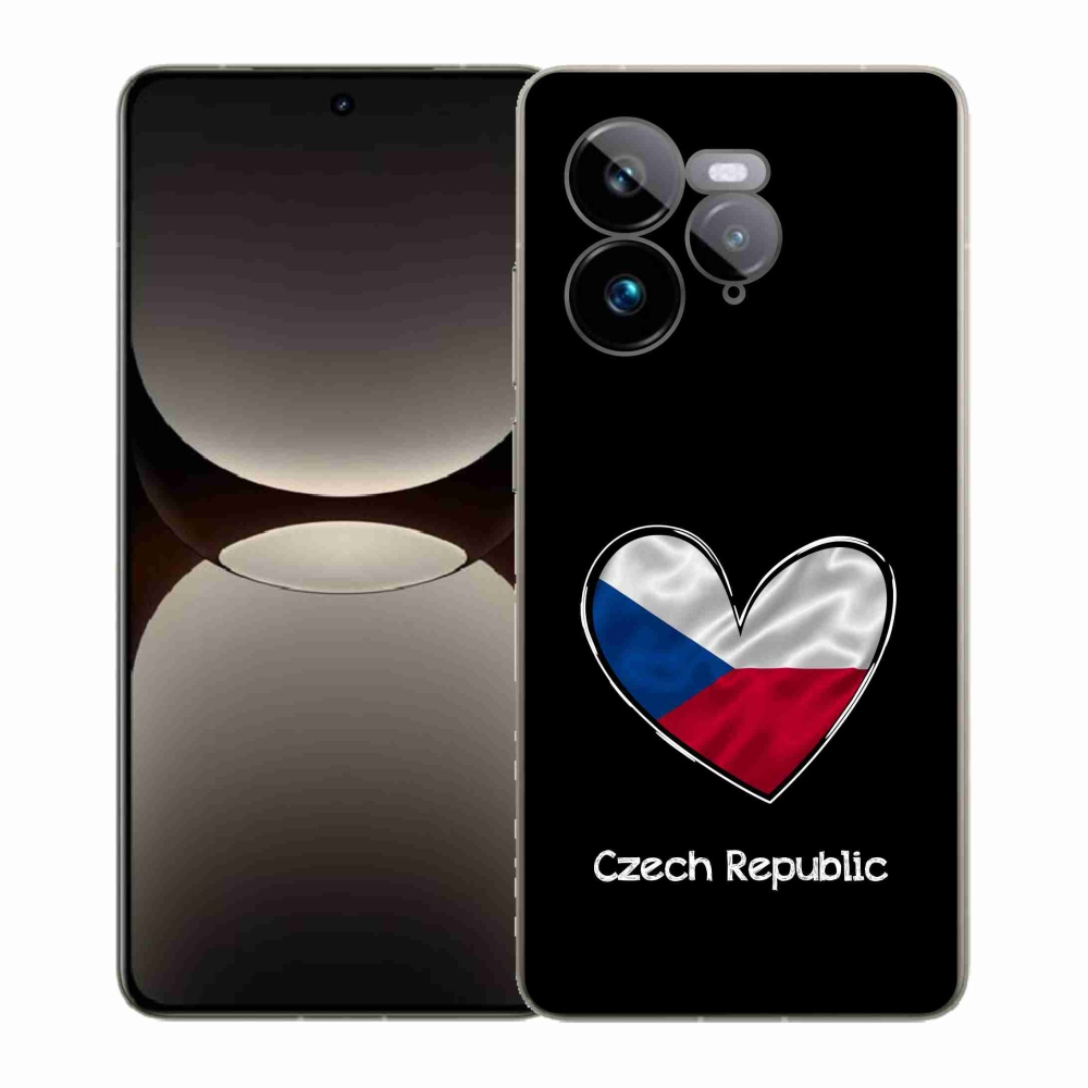 Gél borítás mmCase a Realme GT 7 Pro 5G-n - zászlós szív fekete háttérrel