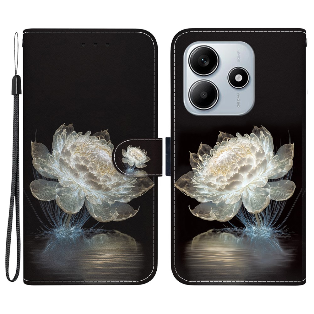 Printern könyv tok Xiaomi Redmi Note 14 5G - fehér pünkösdi rózsafa