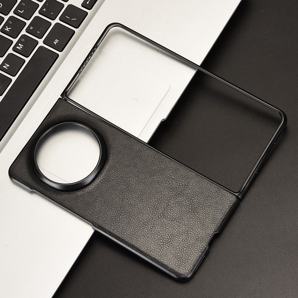 Vintages műanyag tok műbőrrel Honor Magic V5-hez - fekete