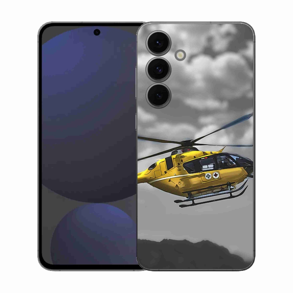 Gél védőhuzat mmCase Samsung Galaxy S25 FE - sárga helikopterhez