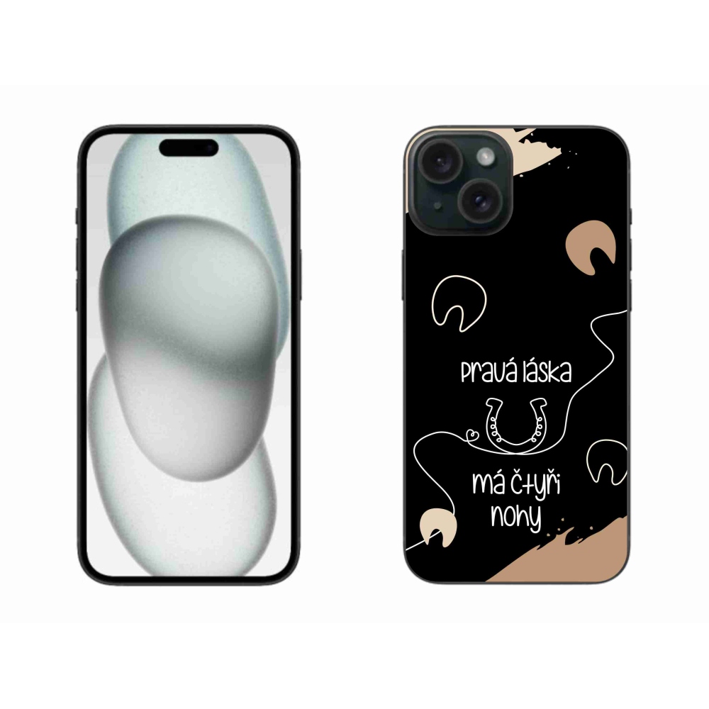 Gél borítás mmCase iPhone 15 Plus készülékhez - Ló motívum fekete háttér