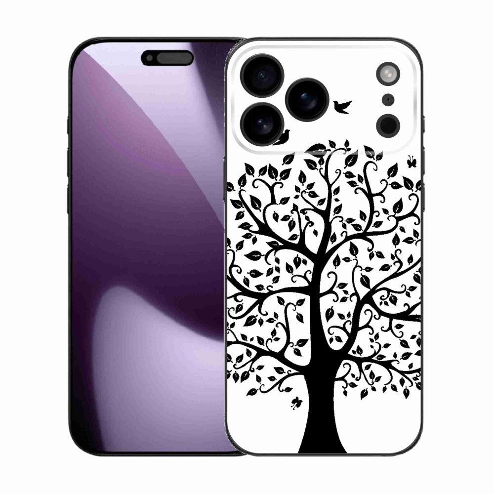 Zselés borítás mmCase iPhone 17 Pro Max készülékhez - fekete és fehér fa