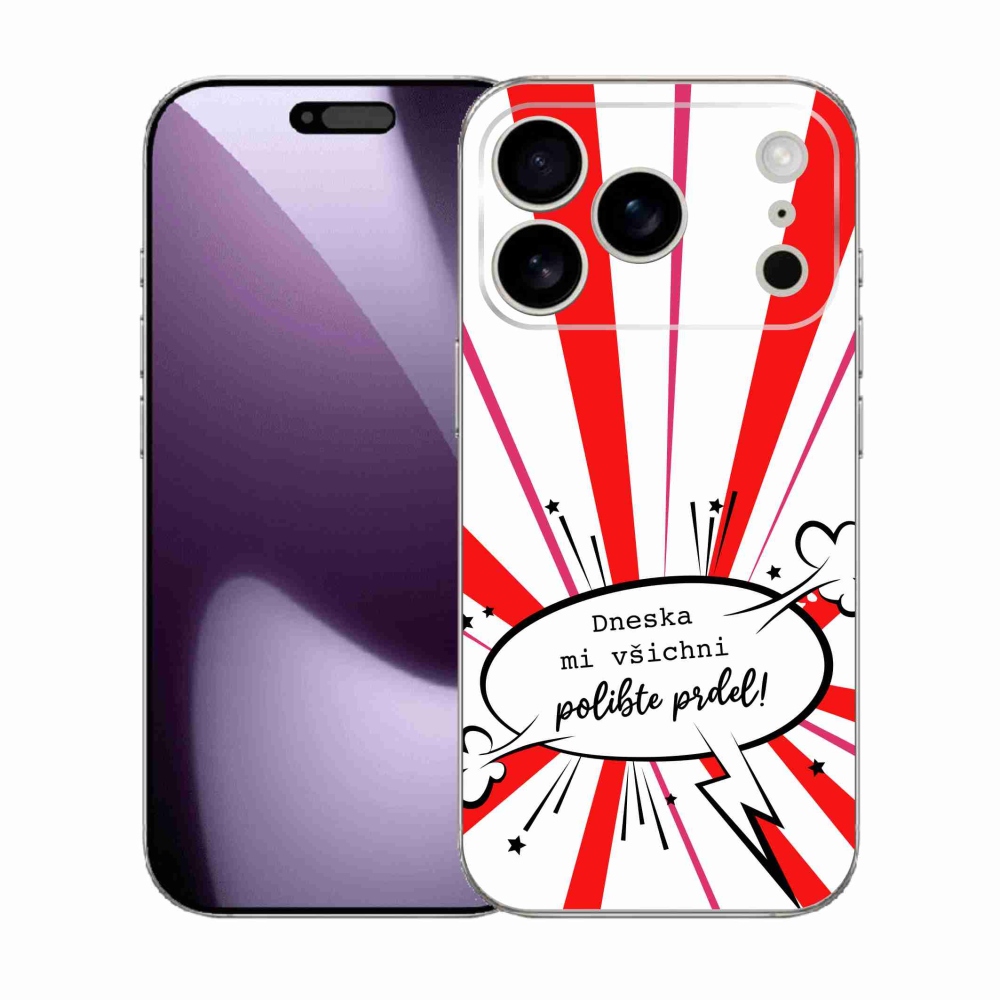 Gél borító mmCase iPhone 17 Pro készülékhez - vicces szöveg 15 fehér háttér