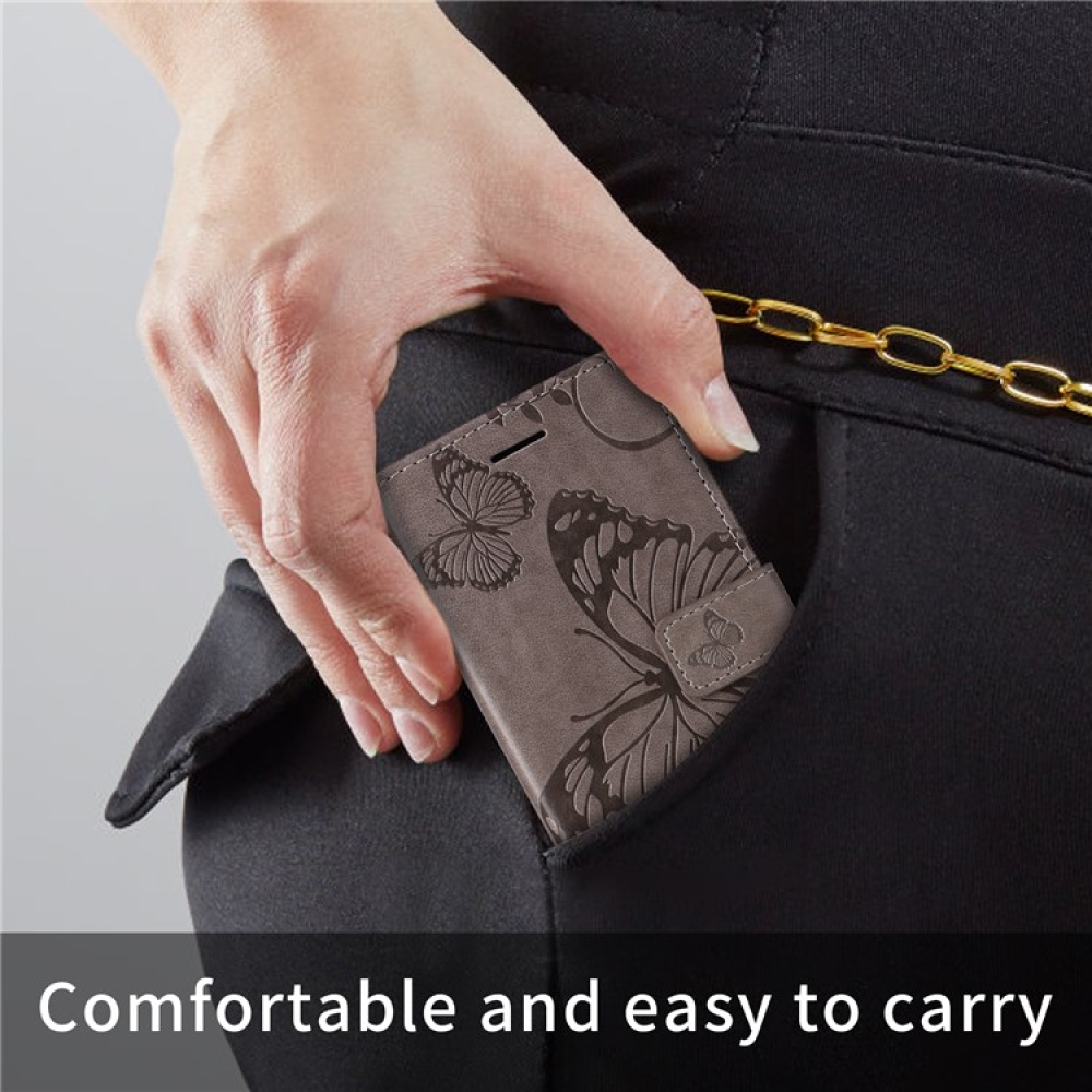 Nagy pillangó könyv tok a Vivo Y29s 5G-hez - szürke