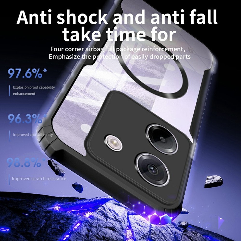 Tartós védőburkolat MagSafe támogatással a Xiaomi Poco M7 Pro 5G készülékhez - fekete