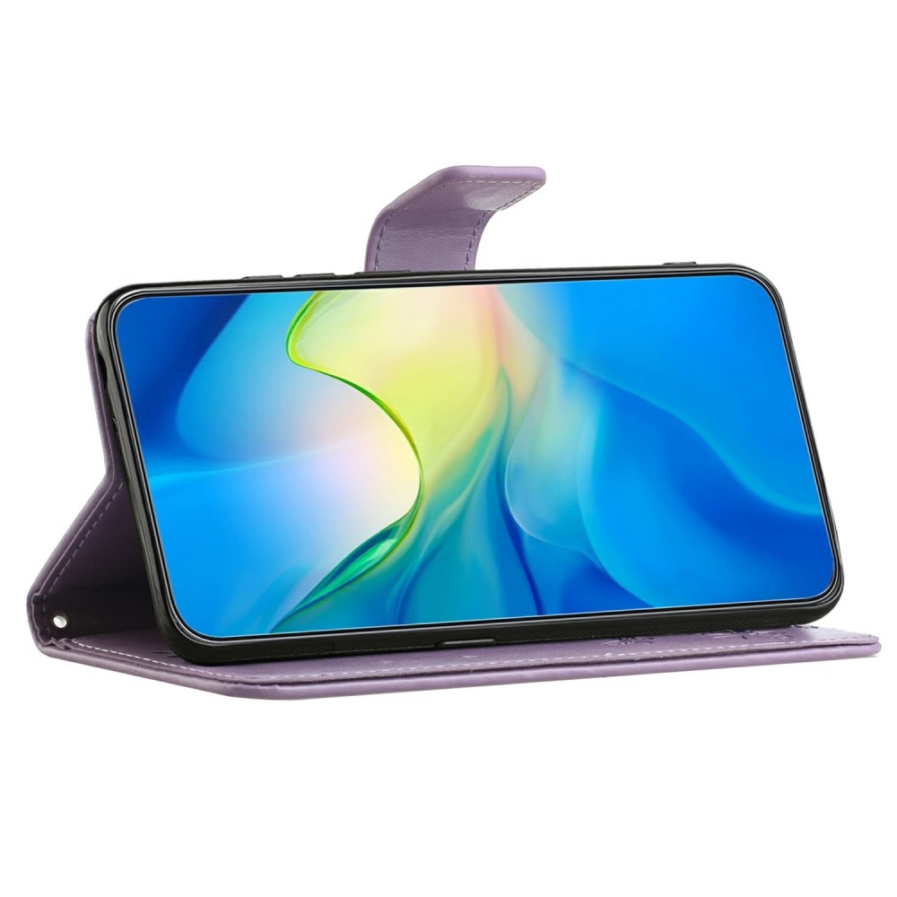 Virágos könyvtáska Samsung Galaxy A26 5G - világos lila