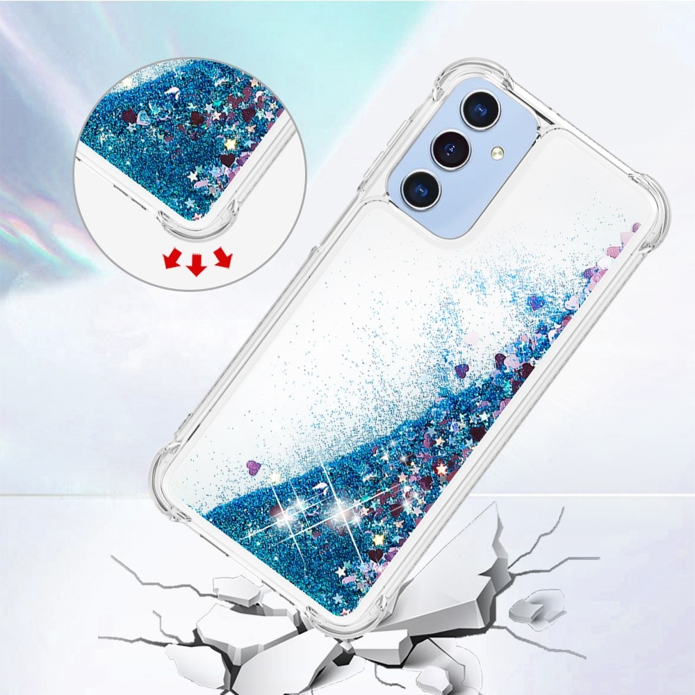 Glitter homokóra zselés tok Samsung Galaxy A26 5G - kék/szívek