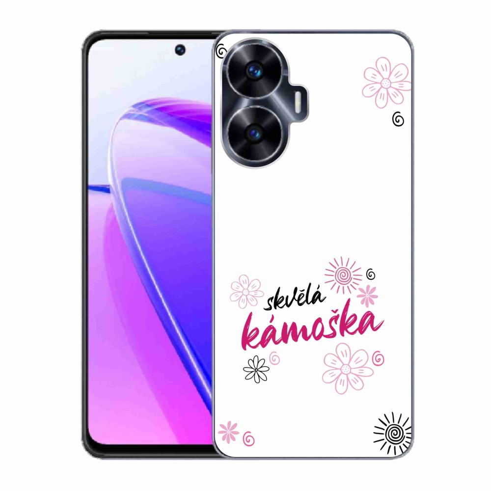 Gél borítás mmCase a Realme C55-ön - nagyszerű haver fehér háttérrel