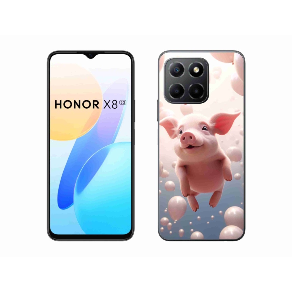 Gél borító mmCase a Honor X8 5G számára - malac lufikkal