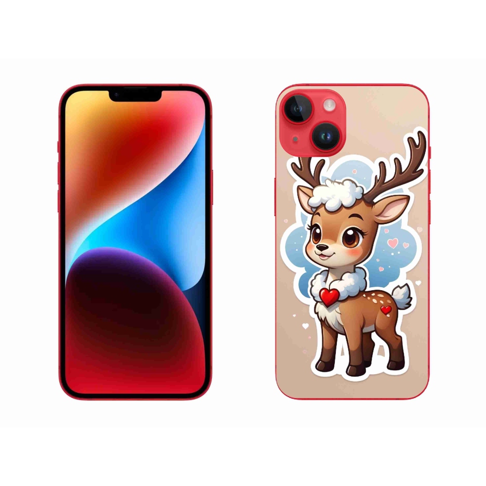 Zselés borítás mmCase iPhone 14 Plus készülékhez - rajzfilm rénszarvas