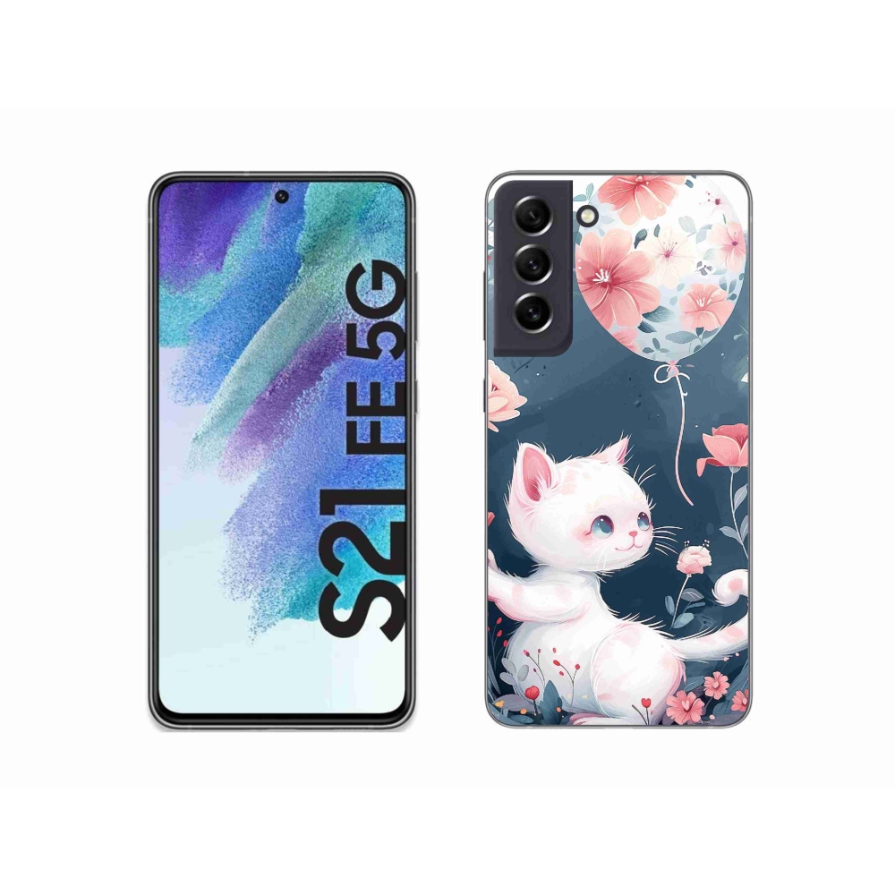Gél borítás mmCase Samsung Galaxy S21 FE 5G - cica lufival