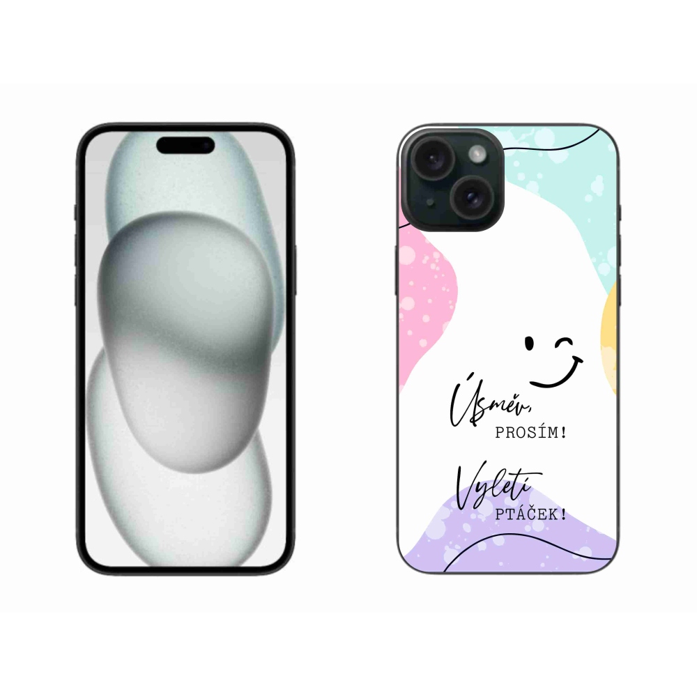 Gél borítás mmCase iPhone 15 Plus készülékhez - vicces szöveg 4 fehér háttér