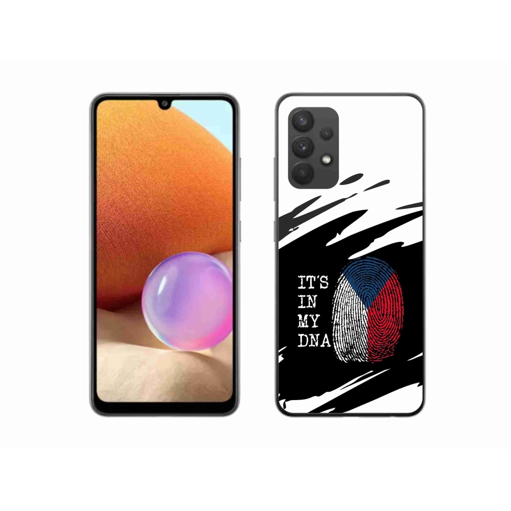 Gél borító mmCase Samsung Galaxy A32 4G - zászlós ujjlenyomat fekete és fehér háttérrel